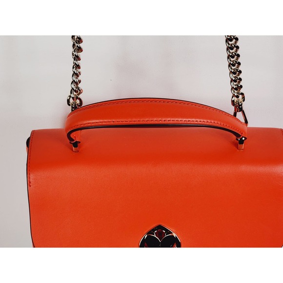 Kate Spade Orange Leather 2-in-1 Satchel or Crossbody Bag Detachable Chain Strap - Picture 6 of 15